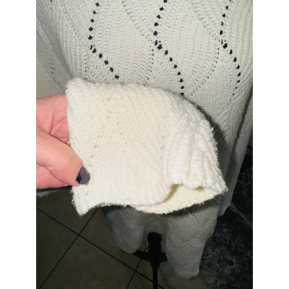 Sundance White Cable Knit Turtleneck Sweater L Cotton/Silk Fisherman Quiet Luxur - Picture 8 of 8